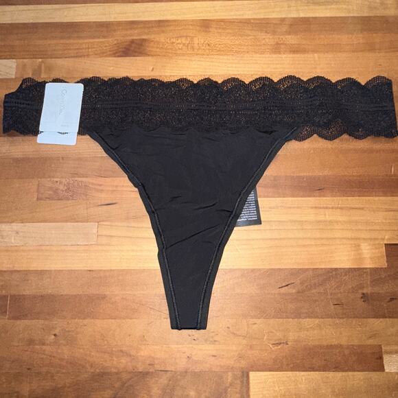 Set of 3 Calvin Klein assorted thong panty black/blue/black large - Picture 8 of 15